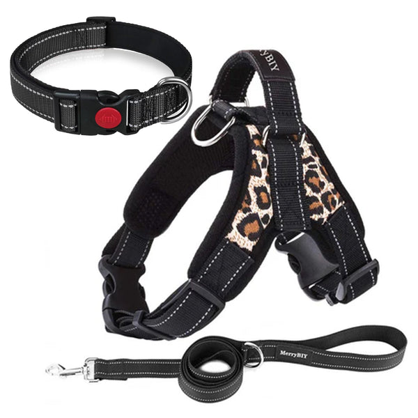 MerryBIY Adjustable Dog Harness with  & Collars, Leashes with Locking devices