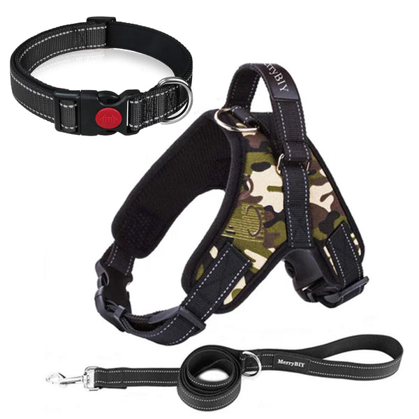 MerryBIY Adjustable Dog Harness with  & Collars, Leashes with Locking devices