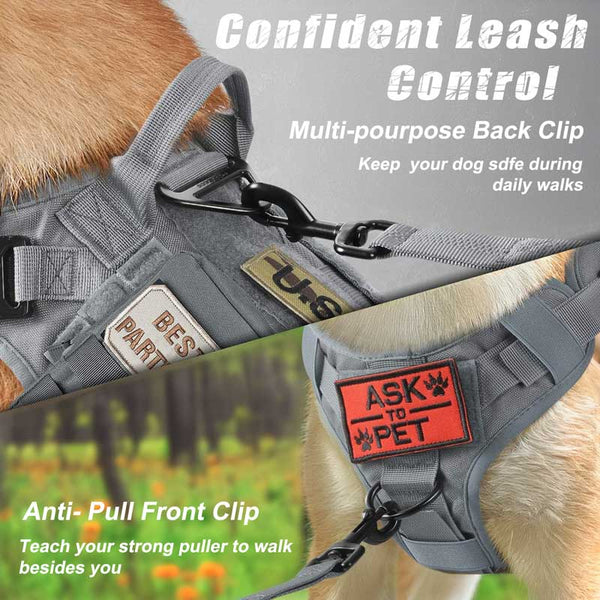 Grey-Tactical-Dog-Harness