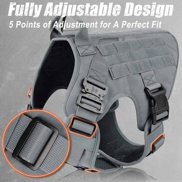 Grey-Tactical-Dog-Harness