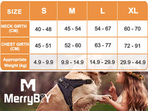 dog harness size chart