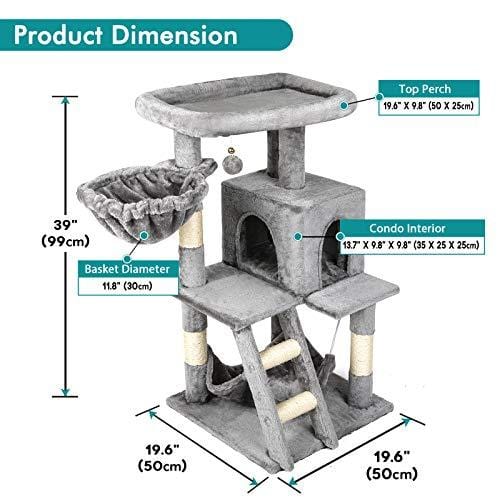MerryBIY 39 Inch Cat Tree Large Plush Perch Cat Condo