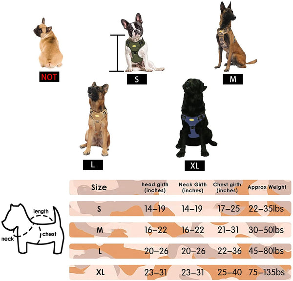 MerryBIY Tactical Service Dog Harness No Pull, Reflective Military Dog Harness with Handle
