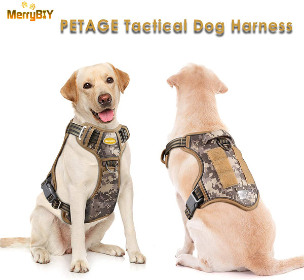 MerryBIY Tactical Service Dog Harness No Pull, Reflective Military Dog Harness with Handle