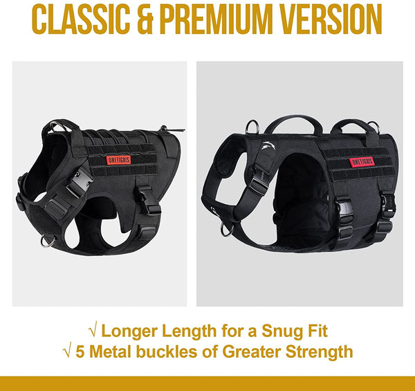 MerryBIY Full Metal Buckled Tactical Dog Harness Vest for Large Dogs, Military Dog Harness with MOLLE & Loop Panels
