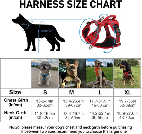 MerryBIY Dog Harness No Pull for Large Medium Dogs, Adjustable Reflective Harness Dog