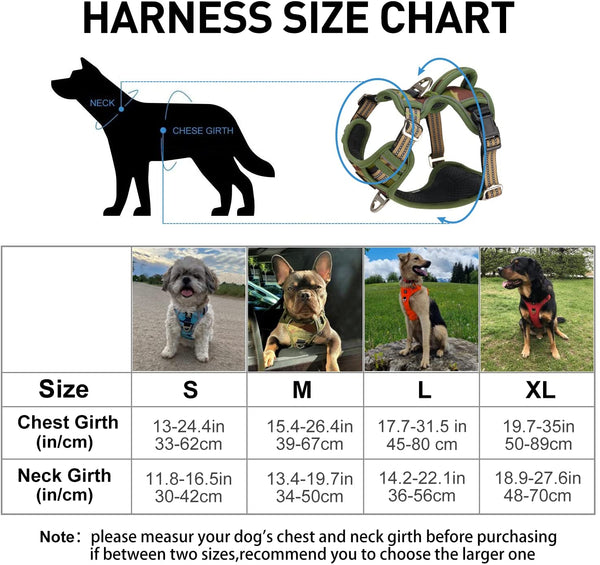 MerryBIY Dog Harness No Pull for Large Medium Dogs, Adjustable Reflective Harness Dog