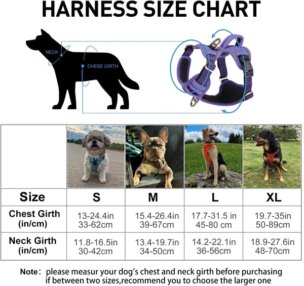MerryBIY Dog Harness No Pull for Large Medium Dogs, Adjustable Reflective Harness Dog