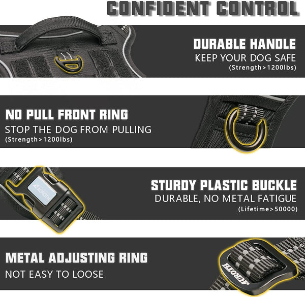 MerryBIY Tactical Dog Harness for Small Medium Large Dogs No Pull Adjustable Pet Harness