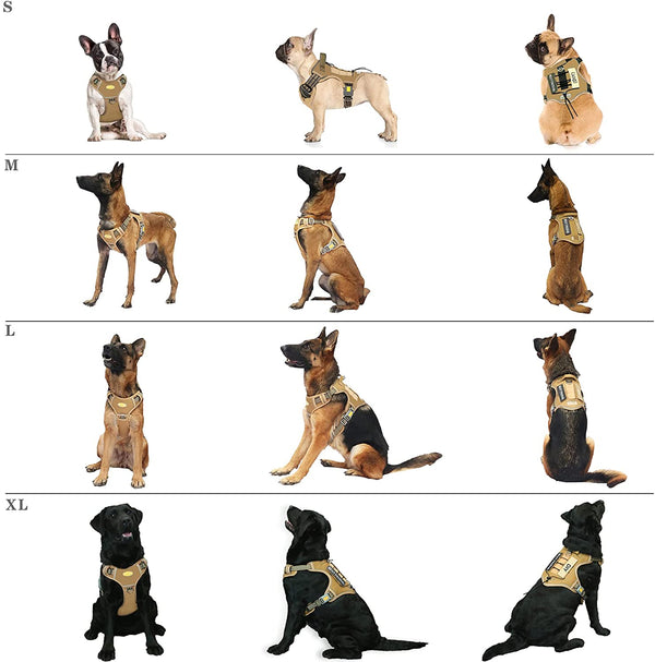 MerryBIY Tactical Service Dog Harness No Pull, Reflective Military Dog Harness with Handle