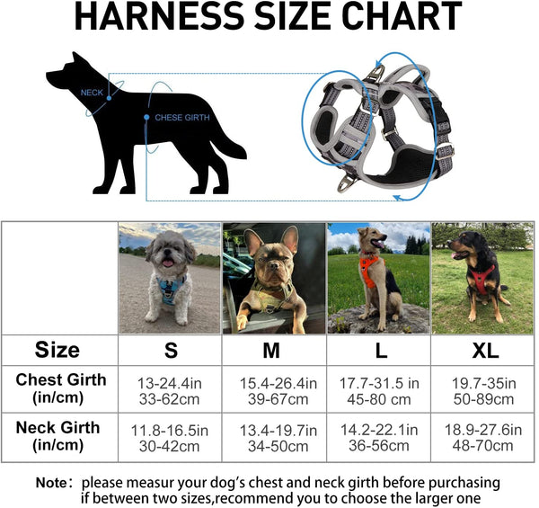 MerryBIY Dog Harness No Pull for Large Medium Dogs, Adjustable Reflective Harness Dog