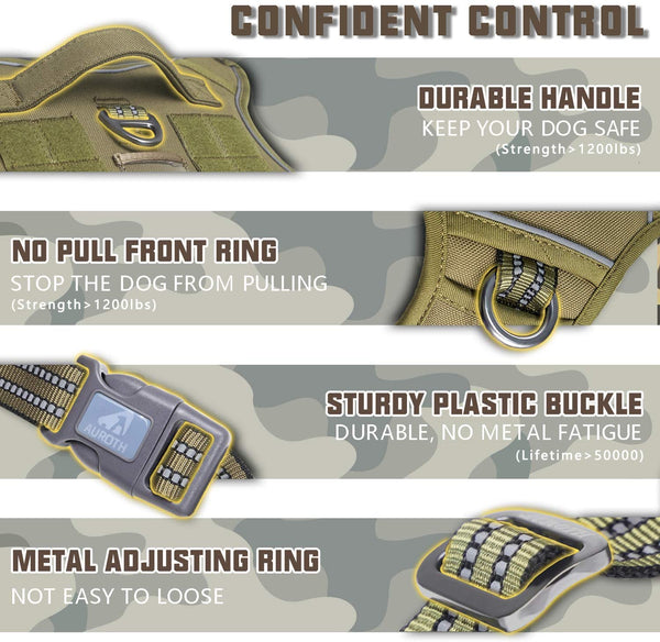 MerryBIY Tactical Dog Harness for Small Medium Large Dogs No Pull Adjustable Pet Harness