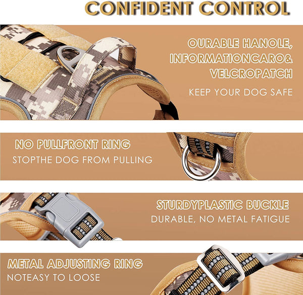 MerryBIY Tactical Service Dog Harness No Pull, Reflective Military Dog Harness with Handle