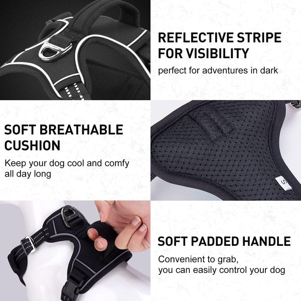 MerryBIY Dog Harness No Pull for Large Medium Dogs, Adjustable Reflective Harness Dog