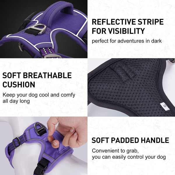 MerryBIY Dog Harness No Pull for Large Medium Dogs, Adjustable Reflective Harness Dog