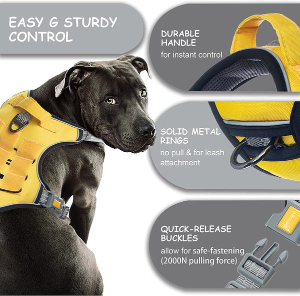 MerryBIY Tactical Service Dog Harness No Pull, Reflective Military Dog Harness with Handle
