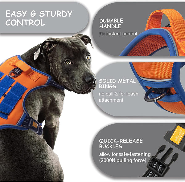 MerryBIY Tactical Service Dog Harness No Pull, Reflective Military Dog Harness with Handle