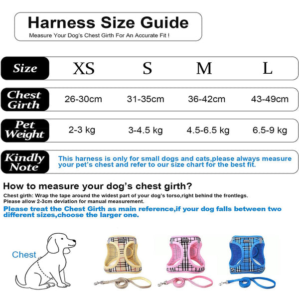 MerryBIY Dog Harness and Lead Set, Step-in Breathable Reflective Puppy Cat Dog Vest for Small Medium Dogs