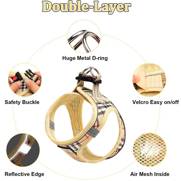 MerryBIY Dog Harness and Lead Set, Step-in Breathable Reflective Puppy Cat Dog Vest for Small Medium Dogs