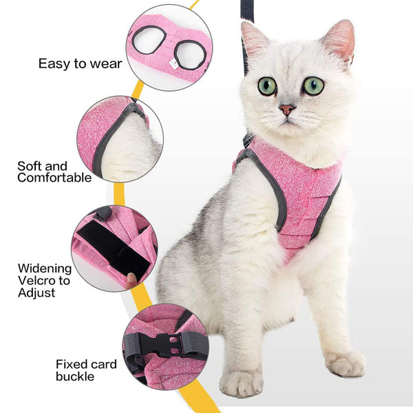 MerryBIY Cat Harness and Leash - Ultra Light Escape Proof Kitten Puppy Collar Cat Walking Jacket
