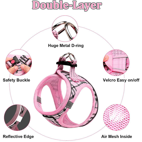 MerryBIY Dog Harness and Lead Set, Step-in Breathable Reflective Puppy Cat Dog Vest for Small Medium Dogs