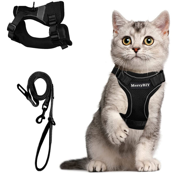 MerryBIY Cat Harness and Leash, Escape Proof Safe Breathable Adjustadle Pet Vest Harnesses for Walking