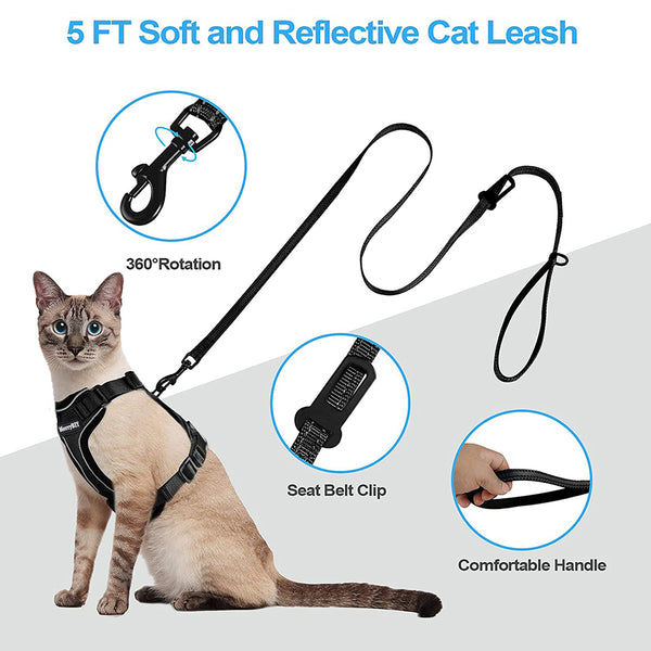 MerryBIY Cat Harness and Leash, Escape Proof Safe Breathable Adjustadle Pet Vest Harnesses for Walking