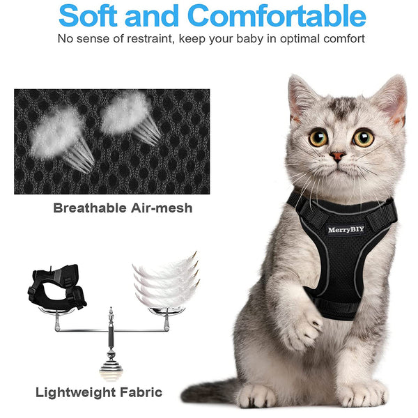 MerryBIY Cat Harness and Leash, Escape Proof Safe Breathable Adjustadle Pet Vest Harnesses for Walking