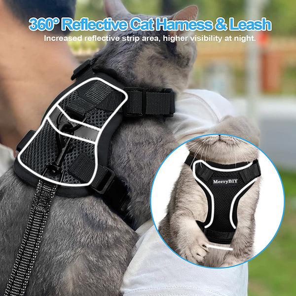 MerryBIY Cat Harness and Leash, Escape Proof Safe Breathable Adjustadle Pet Vest Harnesses for Walking