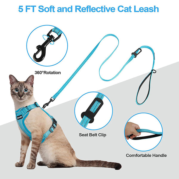 MerryBIY Cat Harness and Leash, Escape Proof Safe Breathable Adjustadle Pet Vest Harnesses for Walking