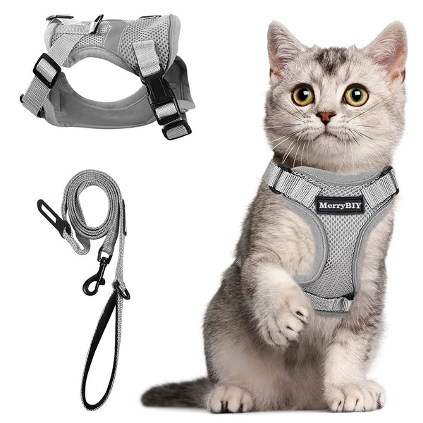 MerryBIY Cat Harness and Leash, Escape Proof Safe Breathable Adjustadle Pet Vest Harnesses for Walking
