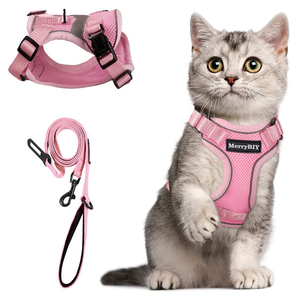 MerryBIY Cat Harness and Leash, Escape Proof Safe Breathable Adjustadle Pet Vest Harnesses for Walking