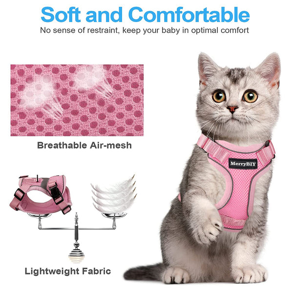 MerryBIY Cat Harness and Leash, Escape Proof Safe Breathable Adjustadle Pet Vest Harnesses for Walking