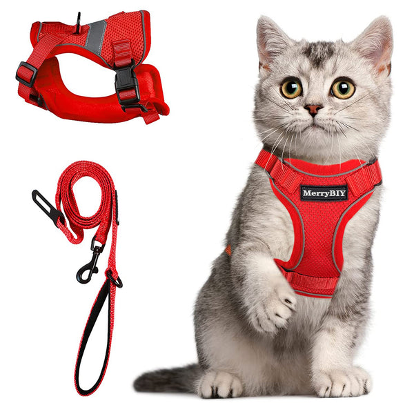 MerryBIY Cat Harness and Leash, Escape Proof Safe Breathable Adjustadle Pet Vest Harnesses for Walking