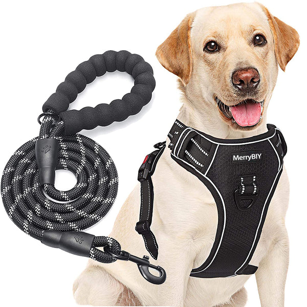 MerryBIY No Pull Dog Harness Adjustable Reflective Oxford For Medium Large Dog Harness