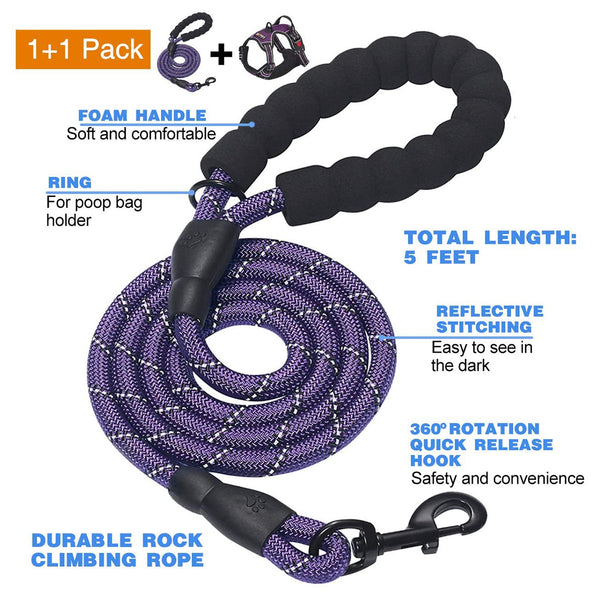 MerryBIY No Pull Dog Harness Adjustable Reflective Oxford For Medium Large Dog Harness