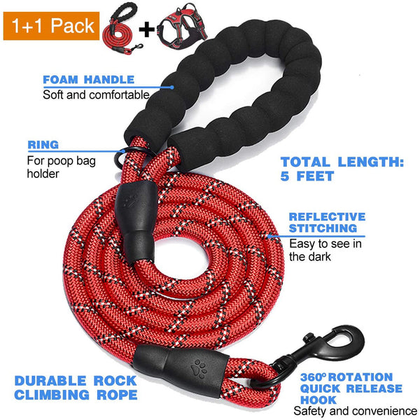 MerryBIY No Pull Dog Harness Adjustable Reflective Oxford For Medium Large Dog Harness