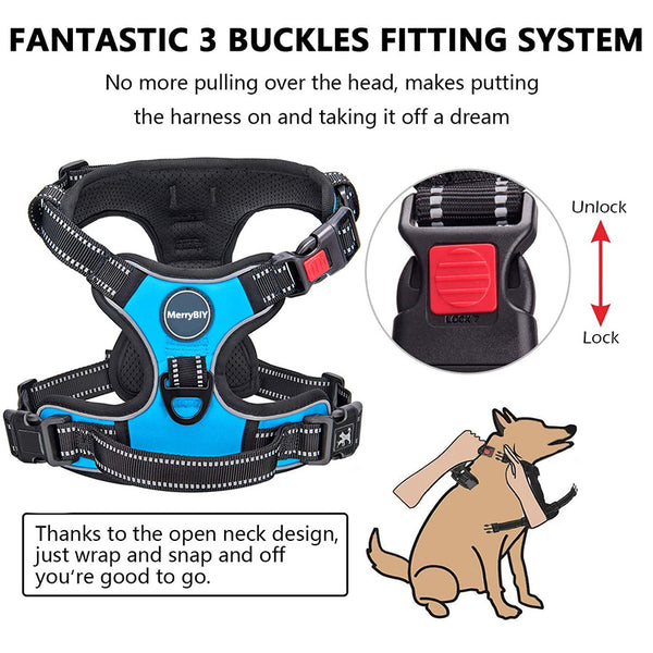 MerryBIY Dog Harness and Leash Set, Escape Proof No Pull Vest Harness