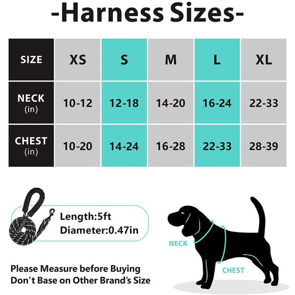 MerryBIY Dog Harness and Leash Set, Escape Proof No Pull Vest Harness