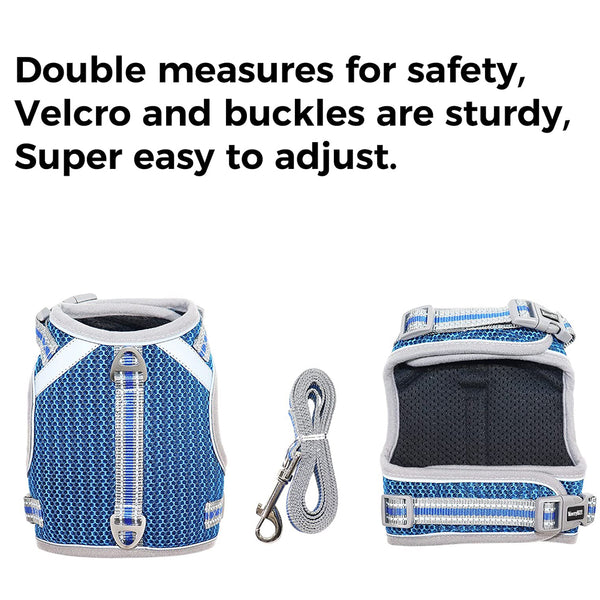MerryBIY Puppy Cat Harness and Leash for Walking Escape Proof Air Mesh Fabric