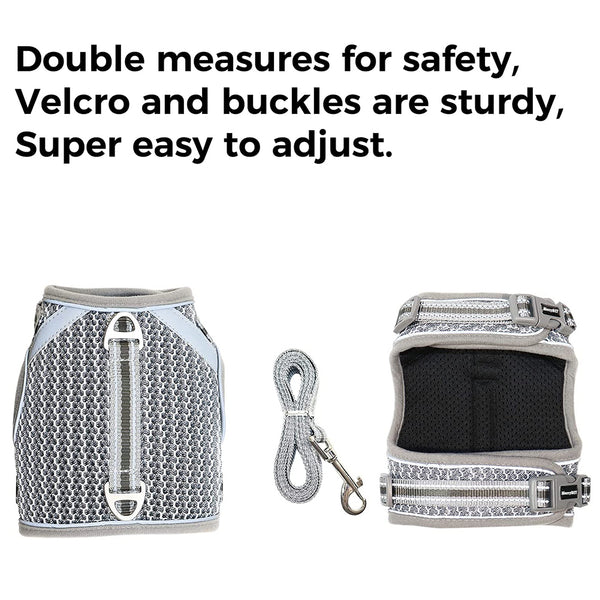 MerryBIY Puppy Cat Harness and Leash for Walking Escape Proof Air Mesh Fabric