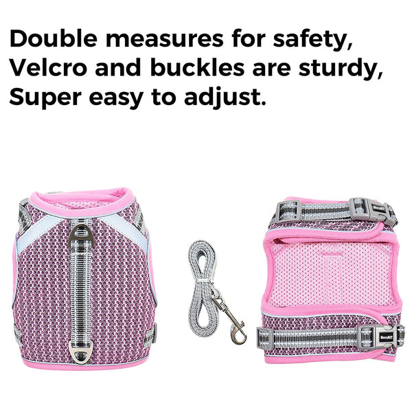 MerryBIY Puppy Cat Harness and Leash for Walking Escape Proof Air Mesh Fabric