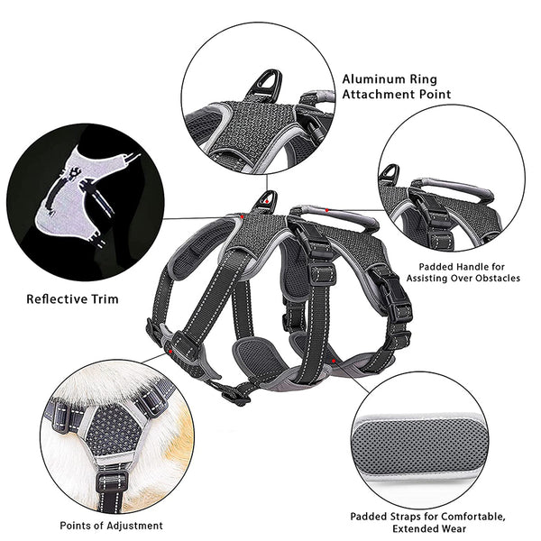 MerryBIY Multi-Use Dog Harness, Escape Proof No-Pull Adjustable Breathable Vest