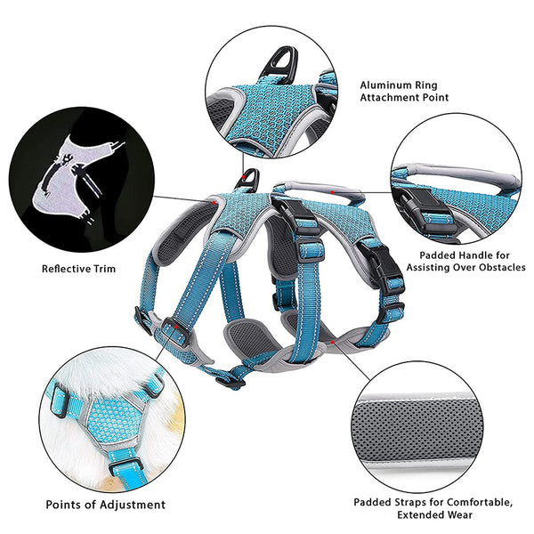 MerryBIY Multi-Use Dog Harness, Escape Proof No-Pull Adjustable Breathable Vest