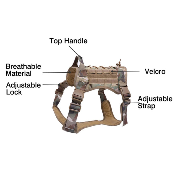 MerryBIY Military  Tactical Dog Harness Vest Large with Handle, K9 Working Dog Vest Training Running For Medium Large Dogs German Shepherd