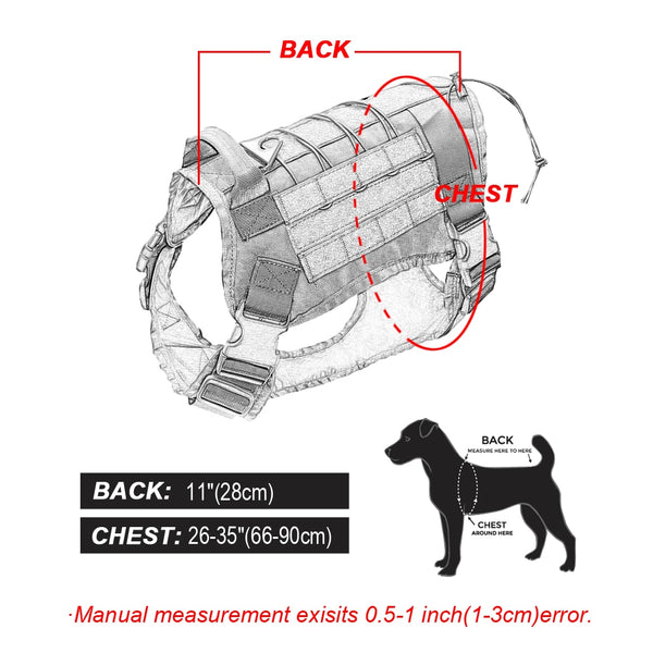 MerryBIY Military Tactical Big Dog Harness with No Pull Front Clip K9 Working Cannie Molle Hunting Vest