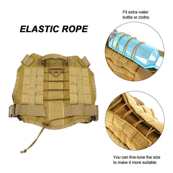 MerryBIY Military Tactical Big Dog Harness with No Pull Front Clip K9 Working Cannie Molle Hunting Vest