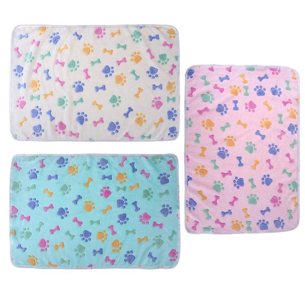 Pet Sleeping Mat Winter Warm Coral Fleece Dog Cat Blanket Soft Animals Dog Mat Beds Bone Paw Print Pet Cushion Carpet