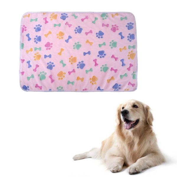 Pet Sleeping Mat Winter Warm Coral Fleece Dog Cat Blanket Soft Animals Dog Mat Beds Bone Paw Print Pet Cushion Carpet
