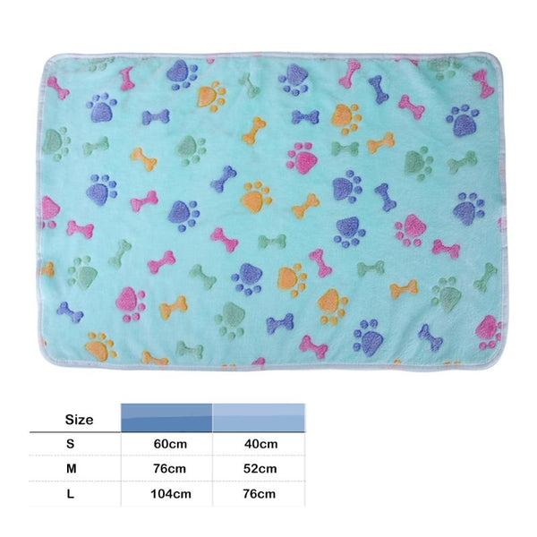 Pet Sleeping Mat Winter Warm Coral Fleece Dog Cat Blanket Soft Animals Dog Mat Beds Bone Paw Print Pet Cushion Carpet
